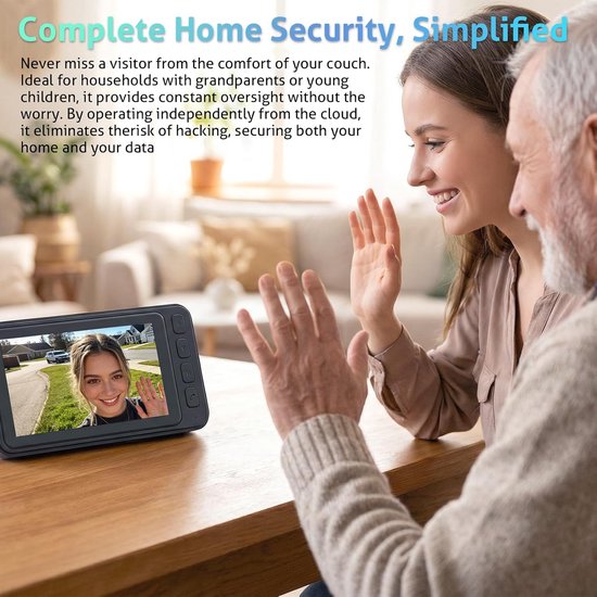 Wireless Doorbell with Camera - 1080P Image & 4.5 Inch Screen - No WiFi Required - Range Up to 120m - Night V1188-ZXY-131-285