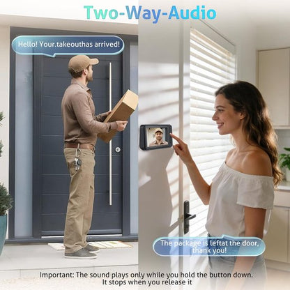 Wireless Doorbell with Camera - 1080P Image & 4.5 Inch Screen - No WiFi Required - Range Up to 120m - Night V1188-ZXY-131-285