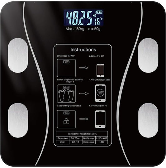 Smart Scale with Body Analysis - Measures BMI, Fat & Muscle Mass - USB Rechargeable - Up to 180 kg - Black V1188-ZXY-131-286