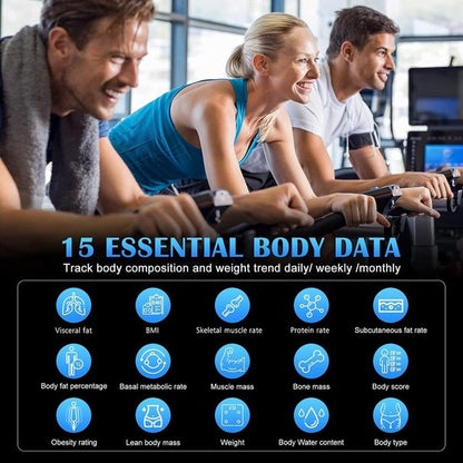 Smart Scale with Body Analysis - Measures BMI, Fat & Muscle Mass - USB Rechargeable - Up to 180 kg - Black V1188-ZXY-131-286