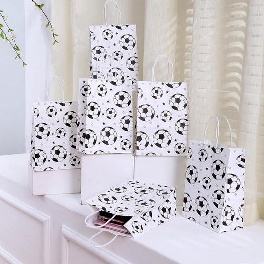 Football Party Paper Bags - Pack of 12 - Football Goodie Bags with Handles - Football Gift Bags for Football V1188-ZXY-131-301