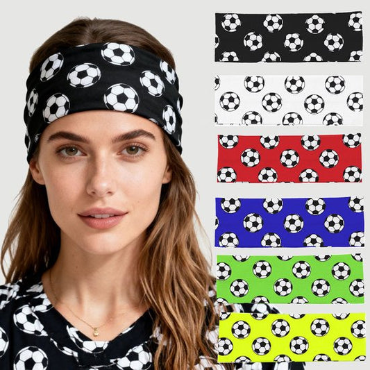 Football Themed Headband - Stretchy Printed Headband - Set of 6 - Sporty, Sweat-Wicking & Breathable - V1188-ZXY-131-303