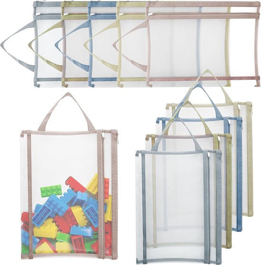 Storage Bags - Set of 10 - Colorful Double-Layer Mesh Bags with Zipper - Organize and Store Building Blocks V1188-ZXY-131-308