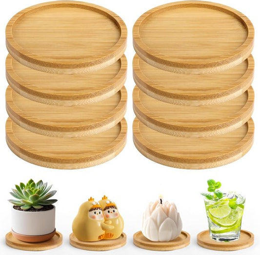 Coasters - Set of 8 - Round coasters - Wooden coasters - Suitable for water glasses, ornaments, candles, V1188-ZXY-131-309