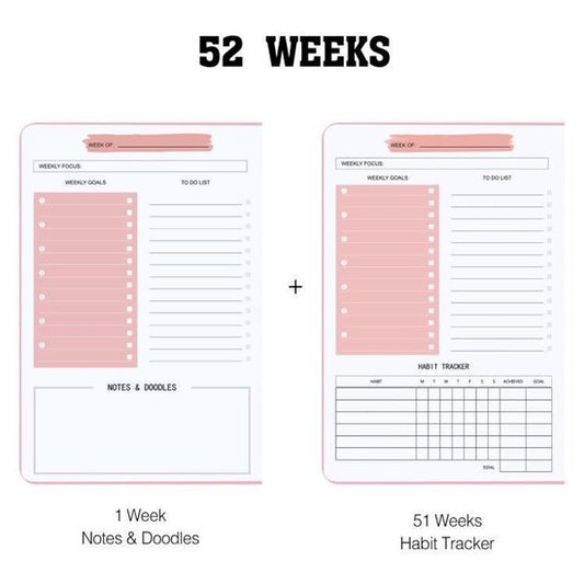 Weekly planner - Notebook for weekly to-do list - With goals and habit tracker - A5 format - Spiral binding - V1188-ZXY-131-320