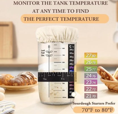 730ml Sourdough Fermentation Jar in a Glass Jar | Includes stirring spoon, measuring cup, and fabric cover - V1188-ZXY-131-344