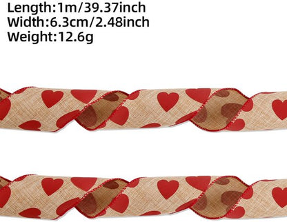 Valentine's Day Ribbons - 3 Rolls - Handmade Ribbons - Heart Pattern - Natural Texture - Suitable for V1188-ZXY-131-355