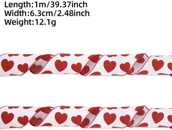 Valentine's Day Ribbons - 3 Rolls - Handmade Ribbons - Heart Pattern - Natural Texture - Suitable for V1188-ZXY-131-355
