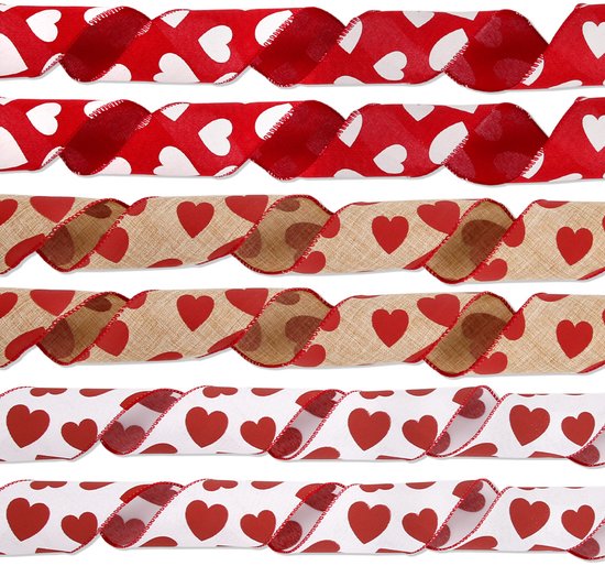 Valentine's Day Ribbons - 3 Rolls - Handmade Ribbons - Heart Pattern - Natural Texture - Suitable for V1188-ZXY-131-357