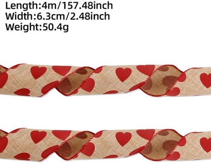 Valentine's Day Ribbons - 3 Rolls - Handmade Ribbons - Heart Pattern - Natural Texture - Suitable for V1188-ZXY-131-357