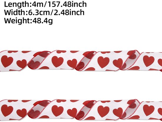 Valentine's Day Ribbons - 3 Rolls - Handmade Ribbons - Heart Pattern - Natural Texture - Suitable for V1188-ZXY-131-357