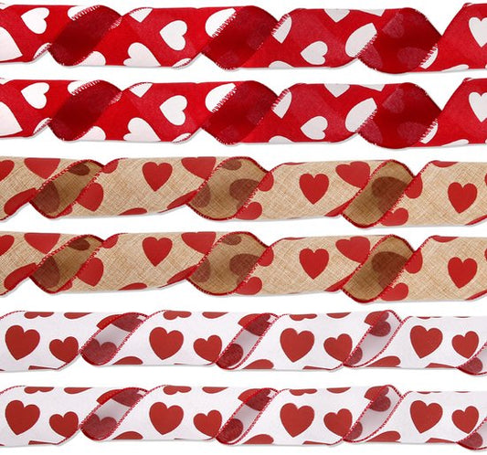 Valentine's Day Ribbons - 3 Rolls - Handmade Ribbons - Heart Pattern - Natural Texture - Suitable for V1188-ZXY-131-358