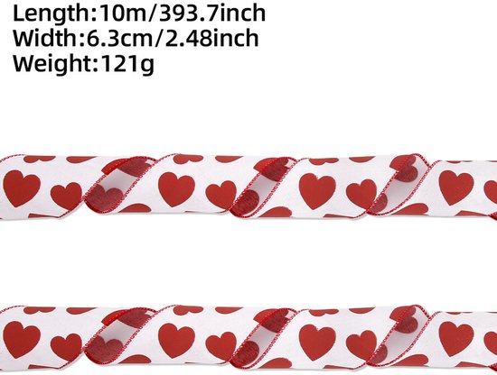Valentine's Day Ribbons - 3 Rolls - Handmade Ribbons - Heart Pattern - Natural Texture - Suitable for V1188-ZXY-131-359