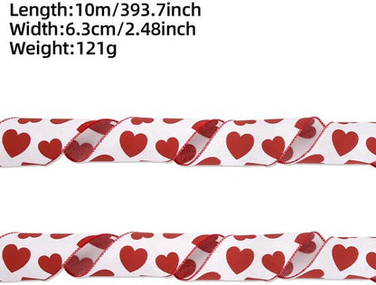 Valentine's Day Ribbons - 3 Rolls - Handmade Ribbons - Heart Pattern - Natural Texture - Suitable for V1188-ZXY-131-359