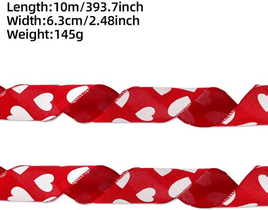 Valentine's Day Ribbons - 3 Rolls - Handmade Ribbons - Heart Pattern - Natural Texture - Suitable for V1188-ZXY-131-359