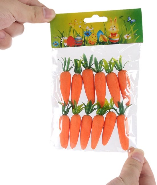 Easter Decorations - Realistic Carrot Figures - Pack of 12 - Mini Foam Carrots 7cm - Party Decorations V1188-ZXY-131-360