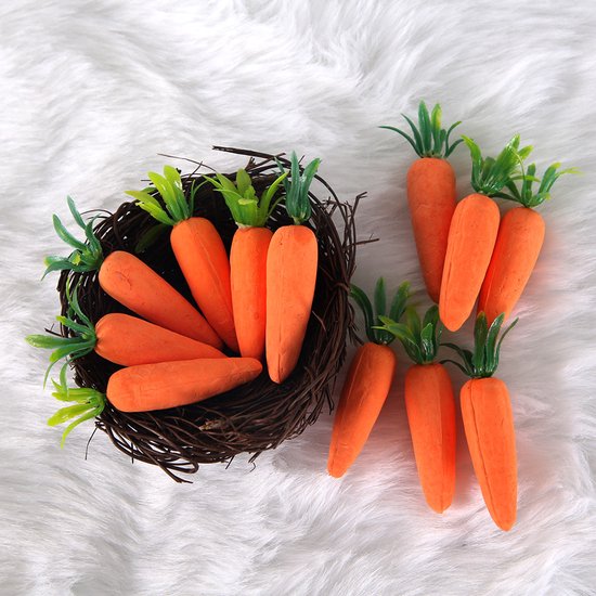 Easter Decorations - Realistic Carrot Figures - Pack of 12 - Mini Foam Carrots 7cm - Party Decorations V1188-ZXY-131-360