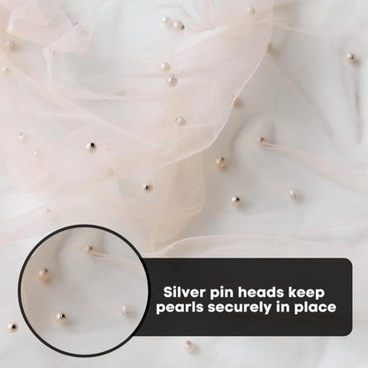 Pink Table Veil with White Pearls - Silky Gauze 30x120 Inches - For Weddings, Parties & Table Decorations V1188-ZXY-131-368