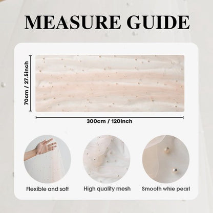 Pink Table Veil with White Pearls - Silky Gauze 30x120 Inches - For Weddings, Parties & Table Decorations V1188-ZXY-131-368