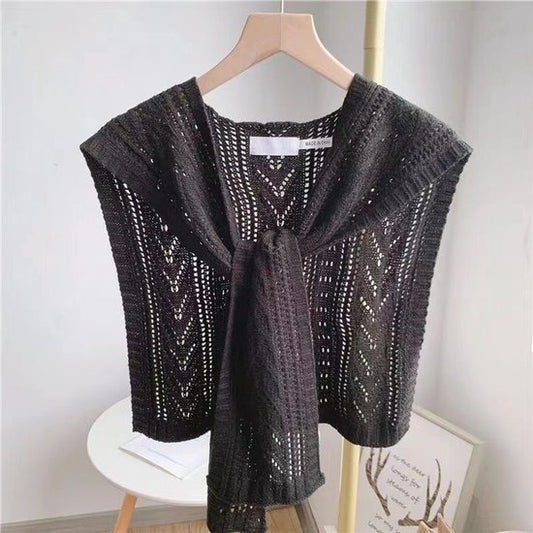 Knitted Openwork Shoulder Dress - Lightweight Cardigan & Scarf in One - Solid Color Goes With Everything - V1188-ZXY-131-374
