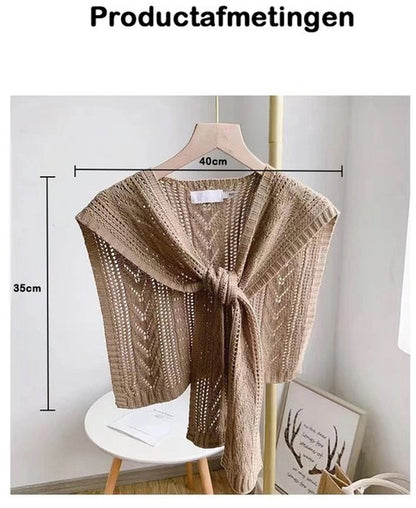 Knitted Openwork Shoulder Dress - Lightweight Cardigan & Scarf in One - Solid Color Goes With Everything - V1188-ZXY-131-374