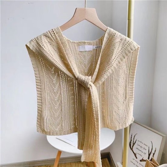 Knitted Openwork Shoulder Dress - Lightweight Cardigan & Scarf in One - Solid Color Goes With Everything - V1188-ZXY-131-375