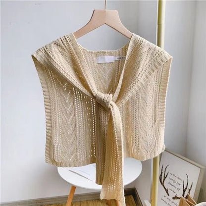 Knitted Openwork Shoulder Dress - Lightweight Cardigan & Scarf in One - Solid Color Goes With Everything - V1188-ZXY-131-375