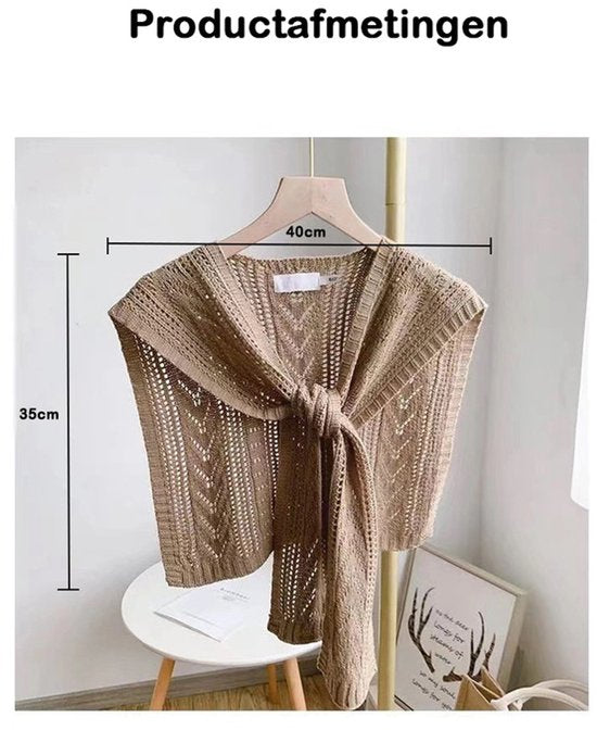 Knitted Openwork Shoulder Dress - Lightweight Cardigan & Scarf in One - Solid Color Goes With Everything - V1188-ZXY-131-376