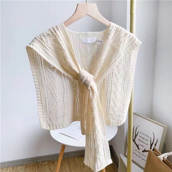 Knitted Openwork Shoulder Dress - Lightweight Cardigan & Scarf in One - Solid Color Goes With Everything - V1188-ZXY-131-377