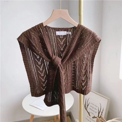 Knitted Openwork Shoulder Dress - Lightweight Cardigan & Scarf in One - Solid Color Goes With Everything - V1188-ZXY-131-378