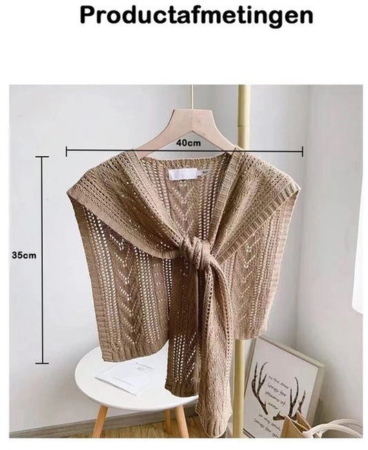 Knitted Openwork Shoulder Dress - Lightweight Cardigan & Scarf in One - Solid Color Goes With Everything - V1188-ZXY-131-378