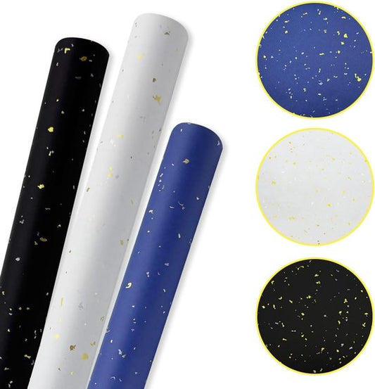 3 Rolls of Birthday Wrapping Paper - 43cm x 3m Per Roll - Blue, White & Black - Large Roll of Recyclable Paper V1188-ZXY-131-379