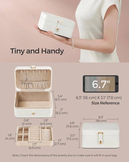 Travel Jewelry Case - 2 Layers with Velvet & Detachable Compartments - For Necklaces, Earrings & Bracelets - V1188-ZXY-131-384