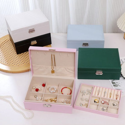 2-Tier Jewelry Box - With Removable Drawer & Lock - Large Storage Capacity for All Jewelry - White V1188-ZXY-131-385