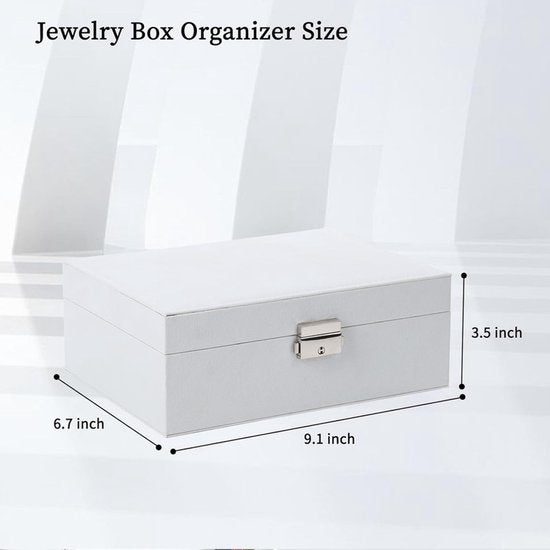 2-Tier Jewelry Box - With Removable Drawer & Lock - Large Storage Capacity for All Jewelry - Blue V1188-ZXY-131-388