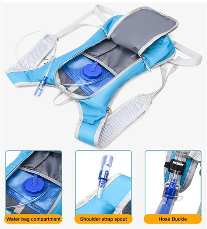 Backpack with 2L Water Bag - Running Vest - Adjustable Lightweight Cycling Backpack - Suitable for Hiking and V1188-ZXY-131-400