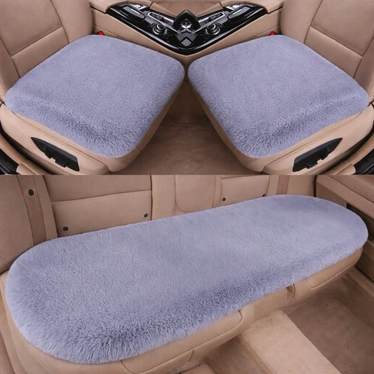 Plush Car Seat Cover - Soft, Warm and Fluffy Faux Rabbit Fur Seat Covers - Front and Back Seat Protectors - V1188-ZXY-131-406