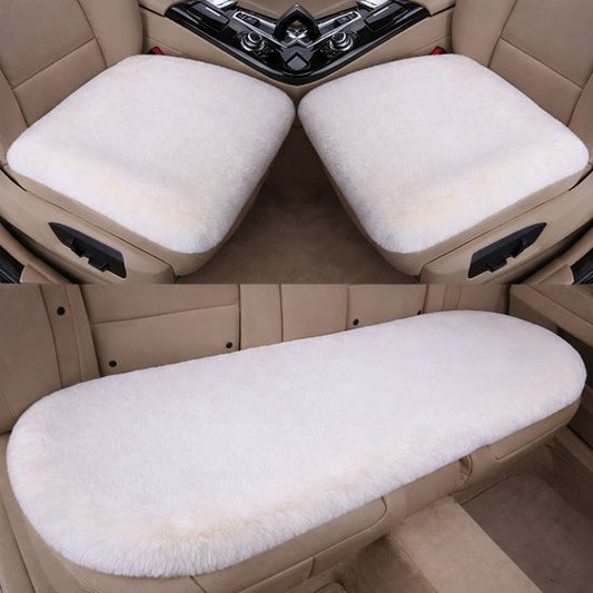 Plush Car Seat Cover - Soft, Warm and Fluffy Faux Rabbit Fur Seat Covers - Front and Back Seat Protectors - V1188-ZXY-131-407