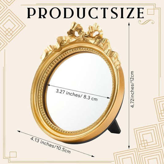 2 pcs small vintage wall mirror - round gold wall mirror - hanging mirror - portable mirror with handle - V1188-ZXY-131-415