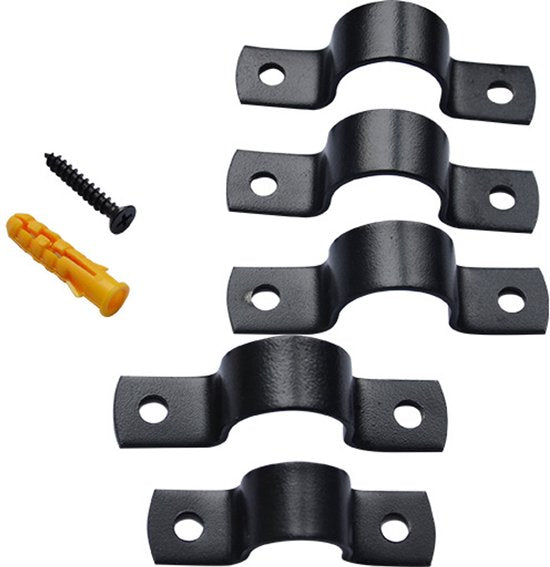 Black U-Clamp - Metal Pipe Clamp - Double Hole Pipe Clamp DIY - U-Shaped Bracket (6 Pcs) (1/2 Inch) V1188-ZXY-131-418