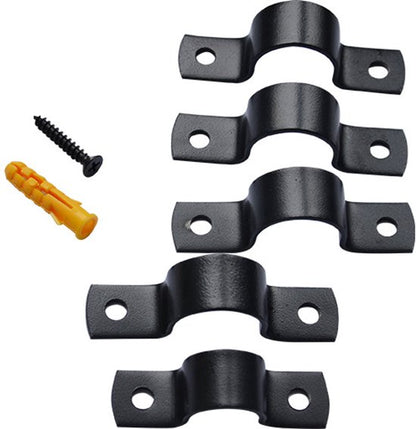 Black U-Clamp - Metal Pipe Clamp - Double Hole Pipe Clamp DIY - U-Shaped Bracket (6 Pcs) (1/2 Inch) V1188-ZXY-131-418