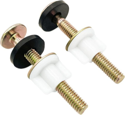 2-Piece Universal Toilet Seat Bolt and Screw Set - Heavy Duty Toilet Seat Hinge - With White Plastic Nut - V1188-ZXY-131-429
