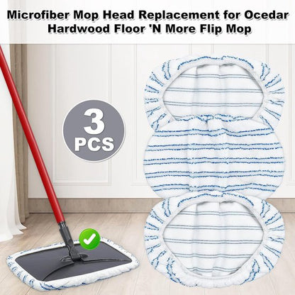 Mop Pads - 3-pack mop refills - 15 x 8 inch flat dust mop head pads V1188-ZXY-131-431