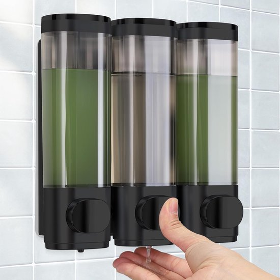 3 Wall-Mounted Soap Dispensers No Drilling Required - Drip-Proof for Gel, Shampoo, and Lotion - White V1188-ZXY-131-436
