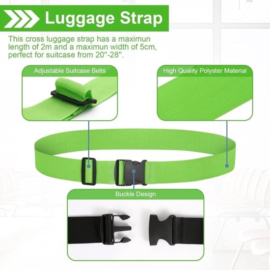 Luggage straps 4-pack - durable and colorful (green, blue, pink, orange) V1188-ZXY-131-448
