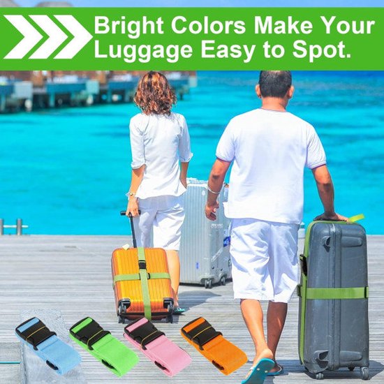 Luggage straps 4-pack - durable and colorful (green, blue, pink, orange) V1188-ZXY-131-448