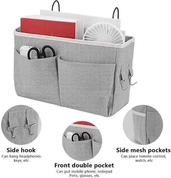 Bedside Organizer - Waterproof Canvas Bedside Organizer - Hanging Bedside Basket - For Home, Office & School V1188-ZXY-131-461