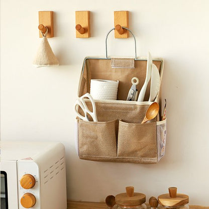 Storage Bag - Cotton and Linen Fabric - Bedside Storage Bag - Wall Mounted - Dorm Room Essentials and Snack V1188-ZXY-131-465
