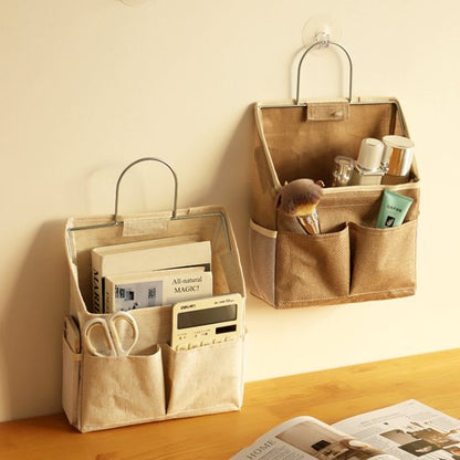 Storage Bag - Cotton and Linen Fabric - Bedside Storage Bag - Wall Mounted - Dorm Room Essentials and Snack V1188-ZXY-131-465
