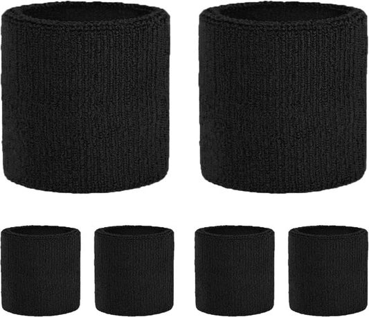 Tennis Sweat-Wicking Wristbands - 3 Pairs - Unisex - Adult - Thickened Elastic Wristband - French Terry - V1188-ZXY-131-487
